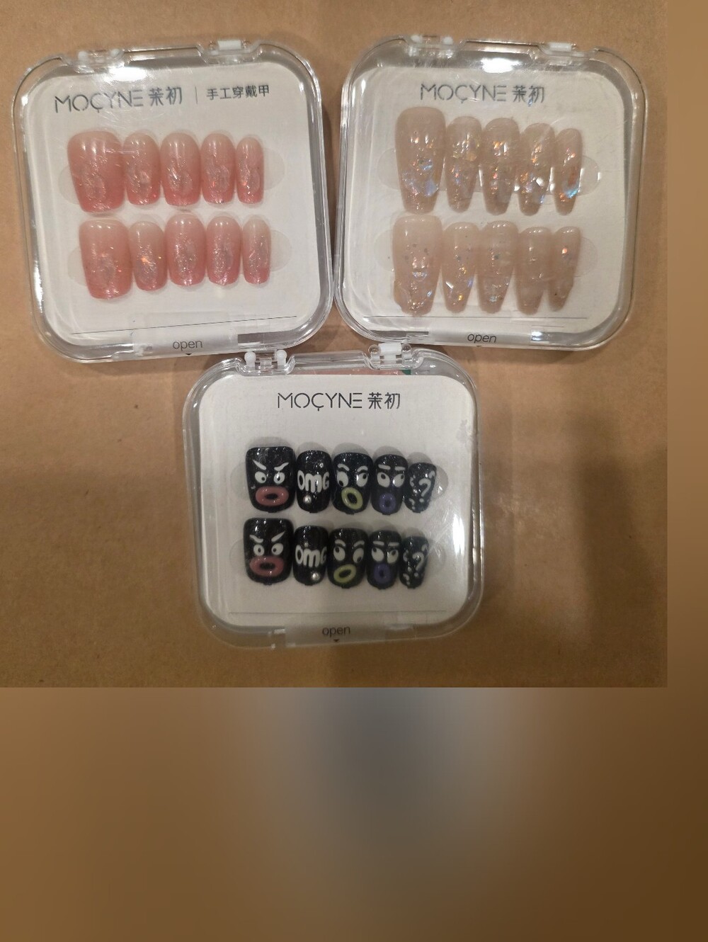 Mocyne Nude Glitter Press-On Nails 3Packs